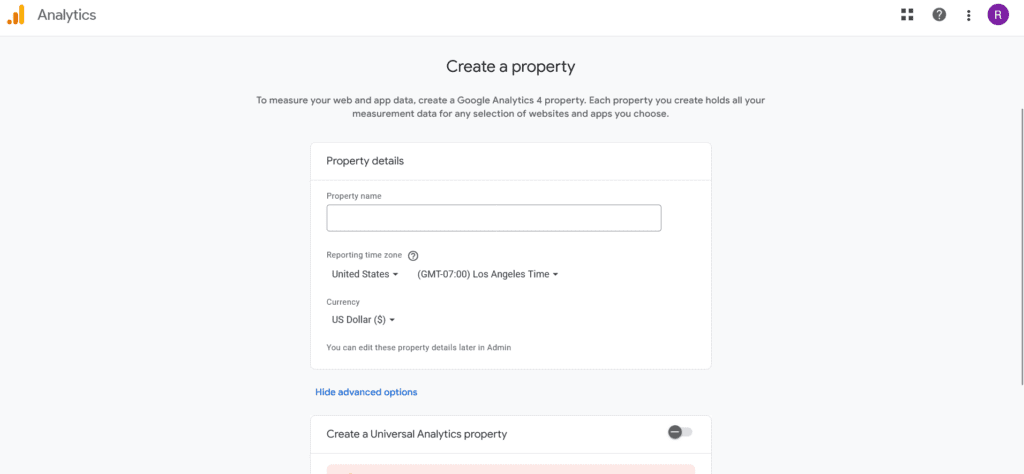 Best Way to Add Google Analytics 4 to WordPress Without Using Plugin Add Google Analytics 4 to WordPress - Property Creation