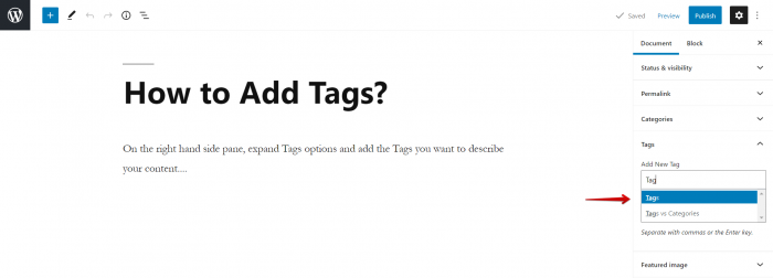 Choose Tags Choose Tags from Editor