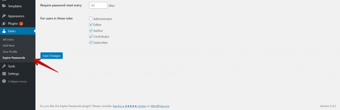 ExpirePasswordPage Expire Password Plugin Page