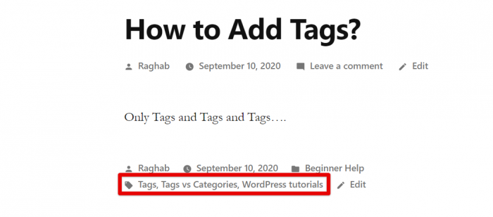 Show Tags Tags Shown in WordPress Posts